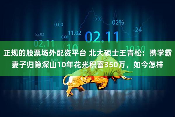 正规的股票场外配资平台 北大硕士王青松：携学霸妻子归隐深山10年花光积蓄350万，如今怎样